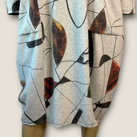 Jess & Jane Long Sleeve Abstract Fleece Lounge T Shirt Tunic Dress Size M Gray - Picture 6 of 13